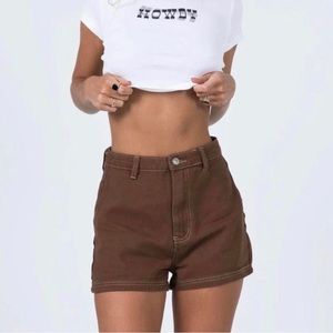 Princess Polly brown cargo shorts